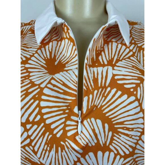 Tommy Bahama Golf Womens Sleeveless Polo Shirt Orange & White Shell Size L- New - Picture 5 of 8